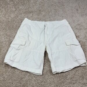 Polo Ralph Lauren Men's Drill Khaki Shorts White Flat Front Casual Read Size 33